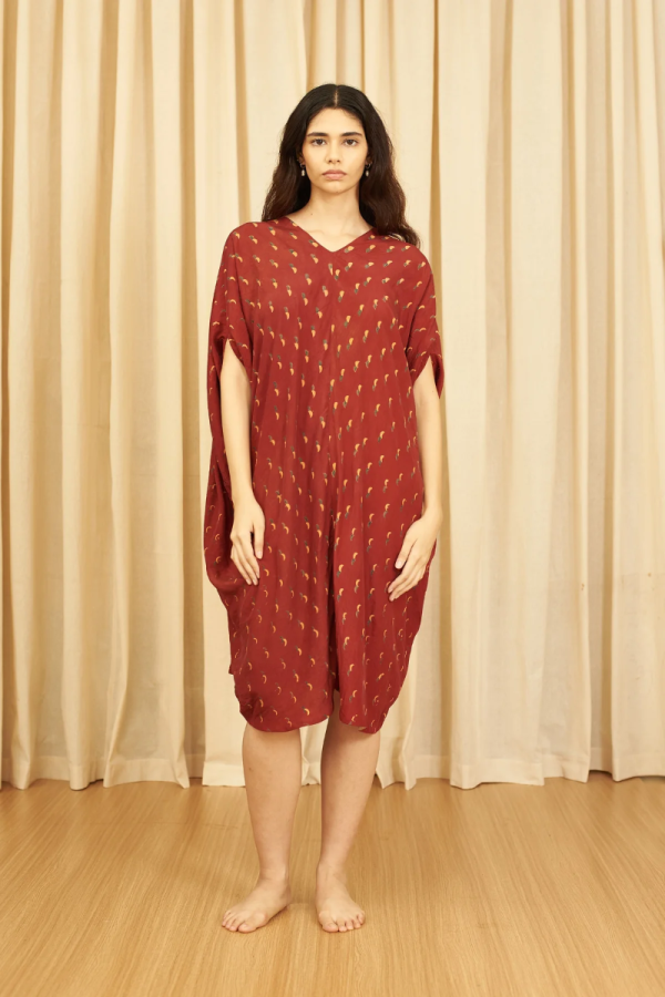 Multi Colour Bandhani Silk Flared Dress